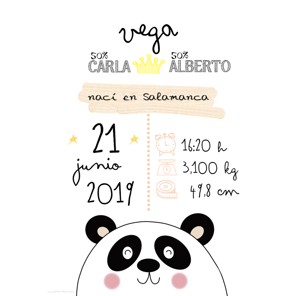 Lámina nacimiento panda