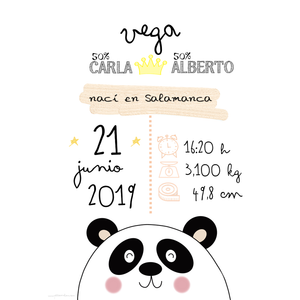 Lámina nacimiento panda