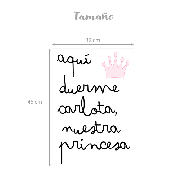 Vinilo personalizado aquí duerme una princesa