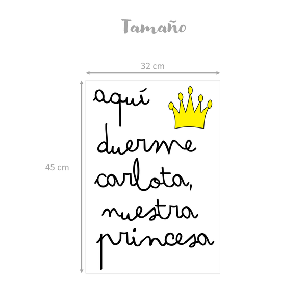 Vinilo personalizado aquí duerme una princesa